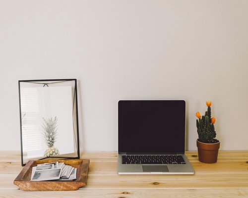 Ergonomic home office setup with natural light